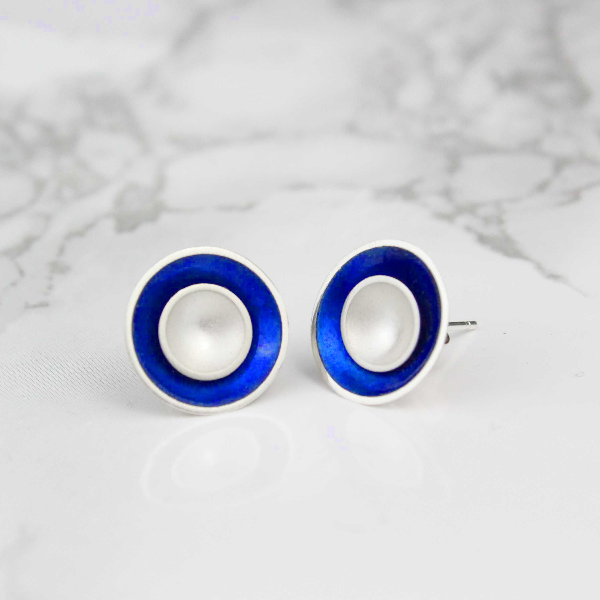 Halo Two-in-One Silver and Enamel Stud Earrings