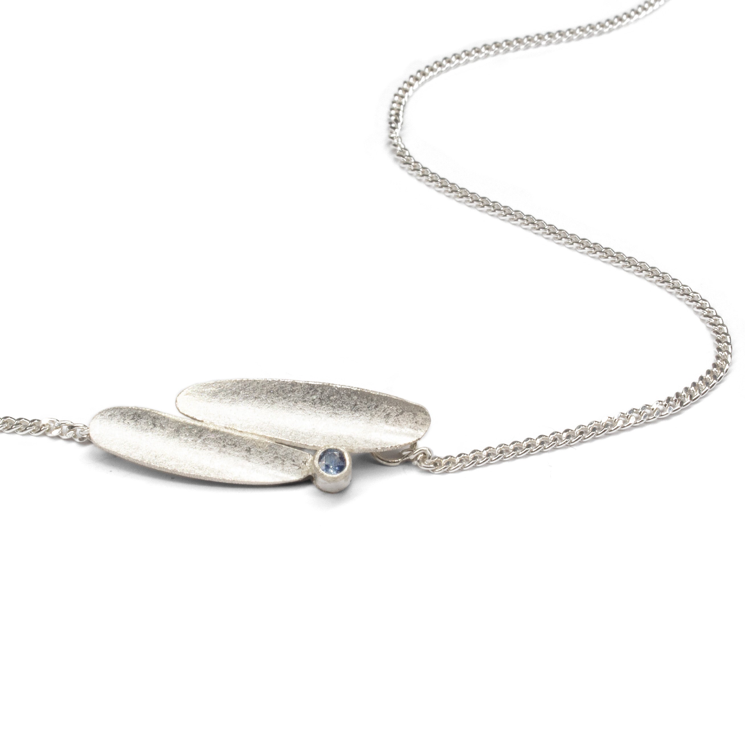 Lustre silver and sapphire pendant