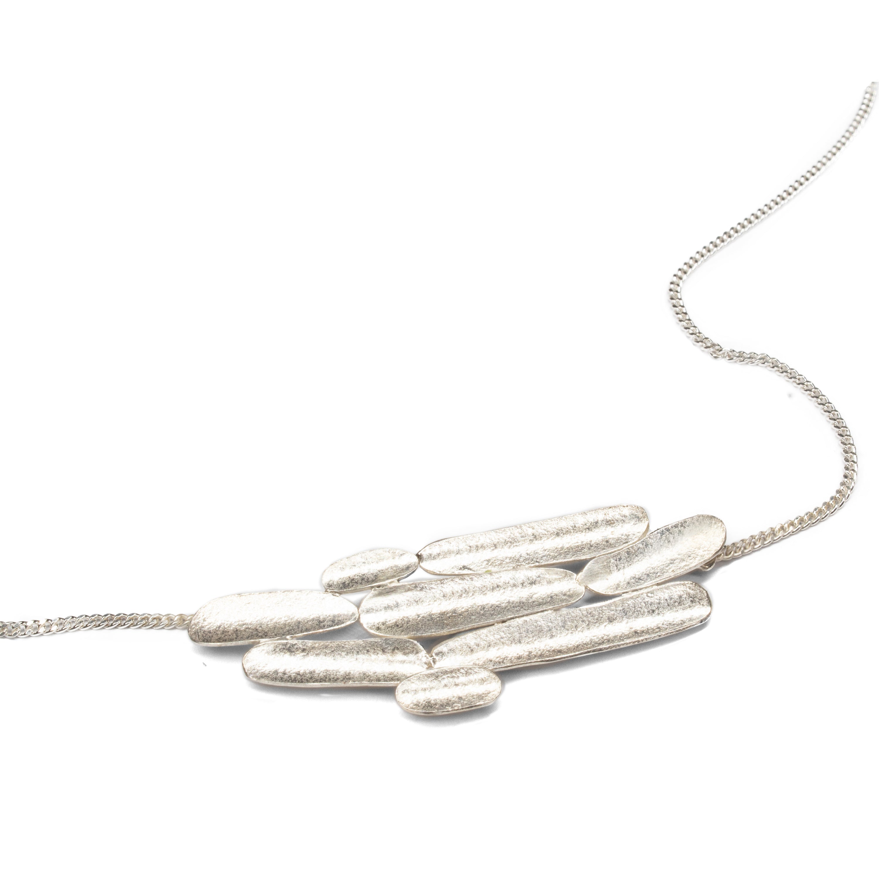 Lustre silver strata necklace