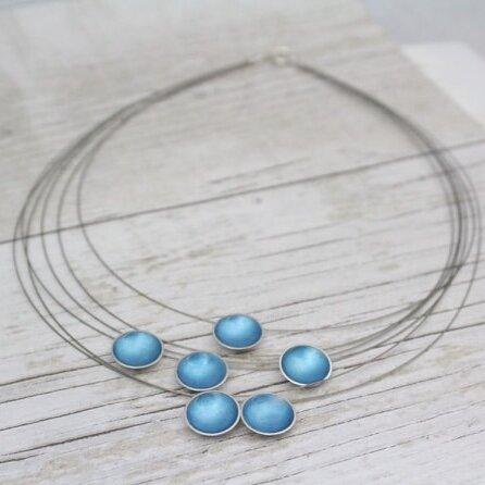 Halo Six Strand Silver and Enamel Necklace