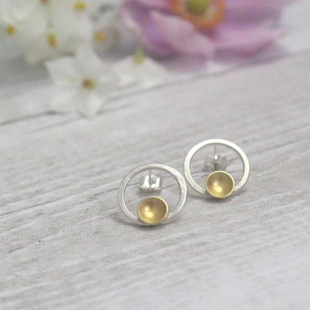 Halo Front Facing Hoop Studs - Gold Plated