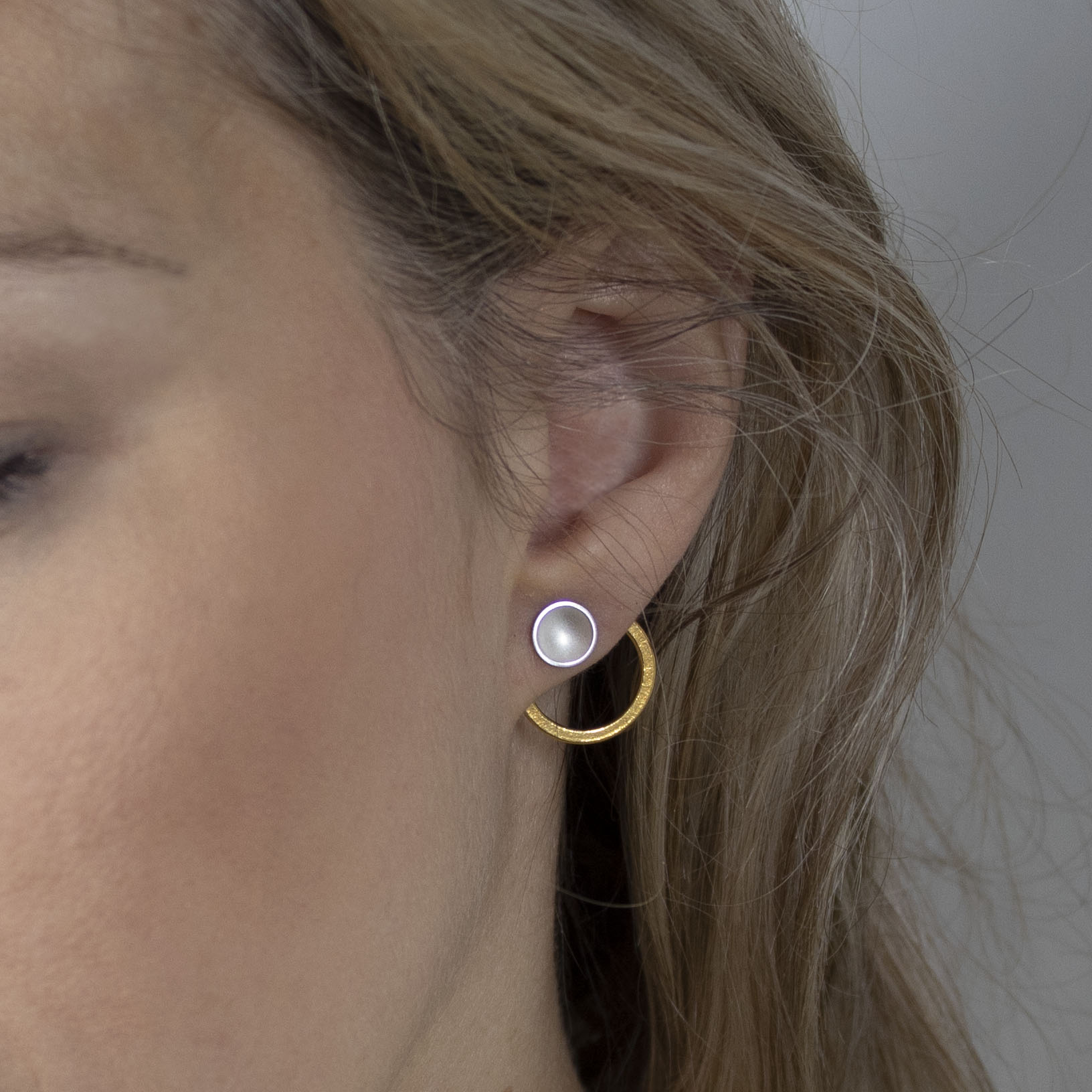 Multiway Front Facing Hoops - Gold Plated Hoops with Silver Studs