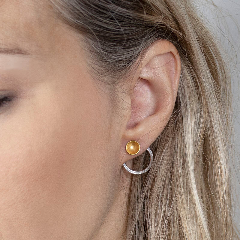 Multiway Front Facing Hoops - Silver Hoops with Gold Plated Studs