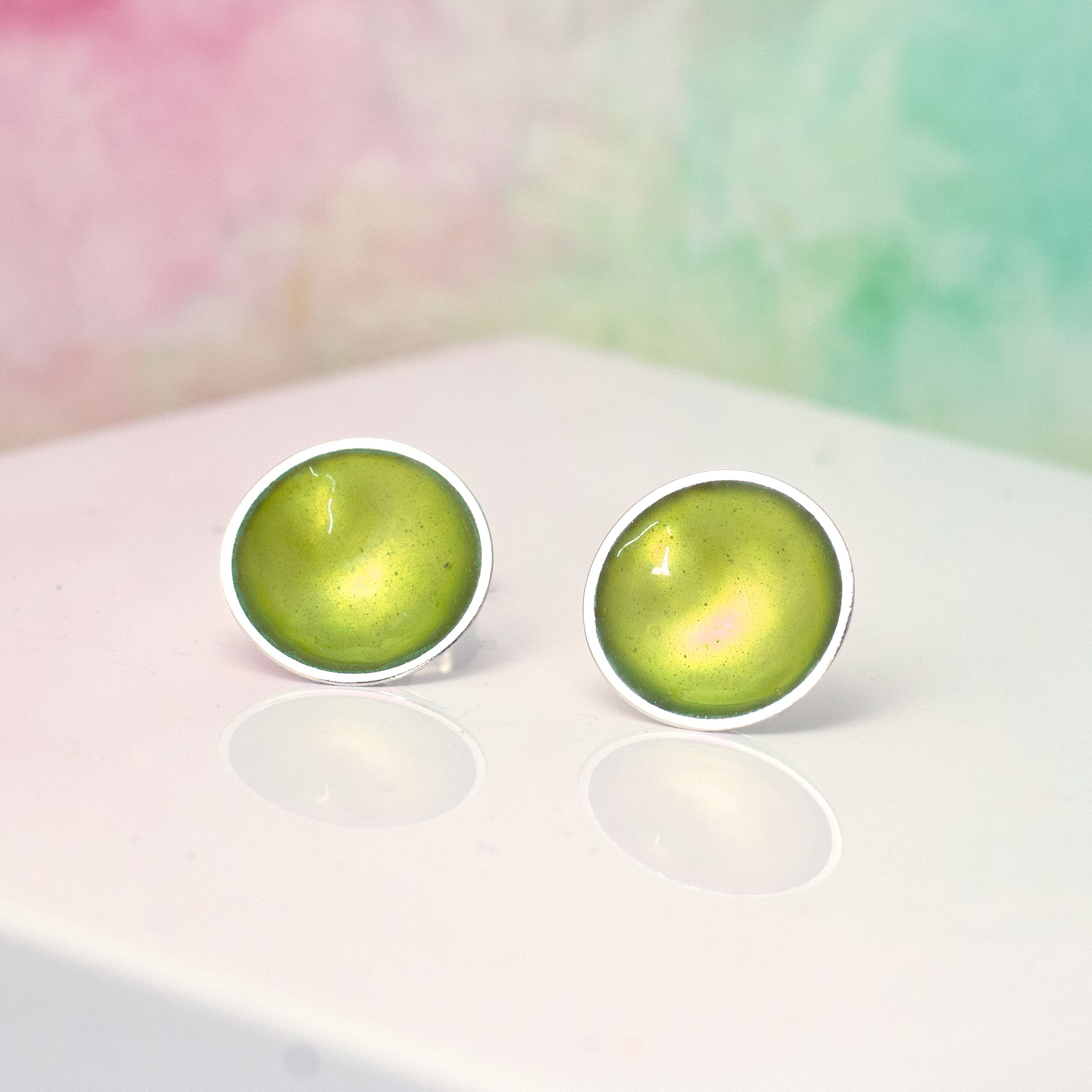 Halo Silver and Enamel Studs - Large