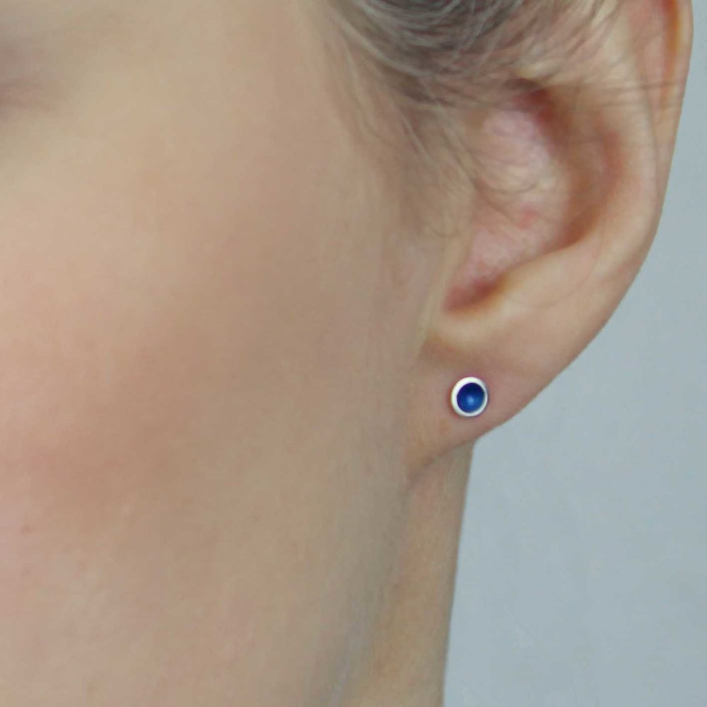 Halo Small Silver and Enamel Stud Earring (various colours)