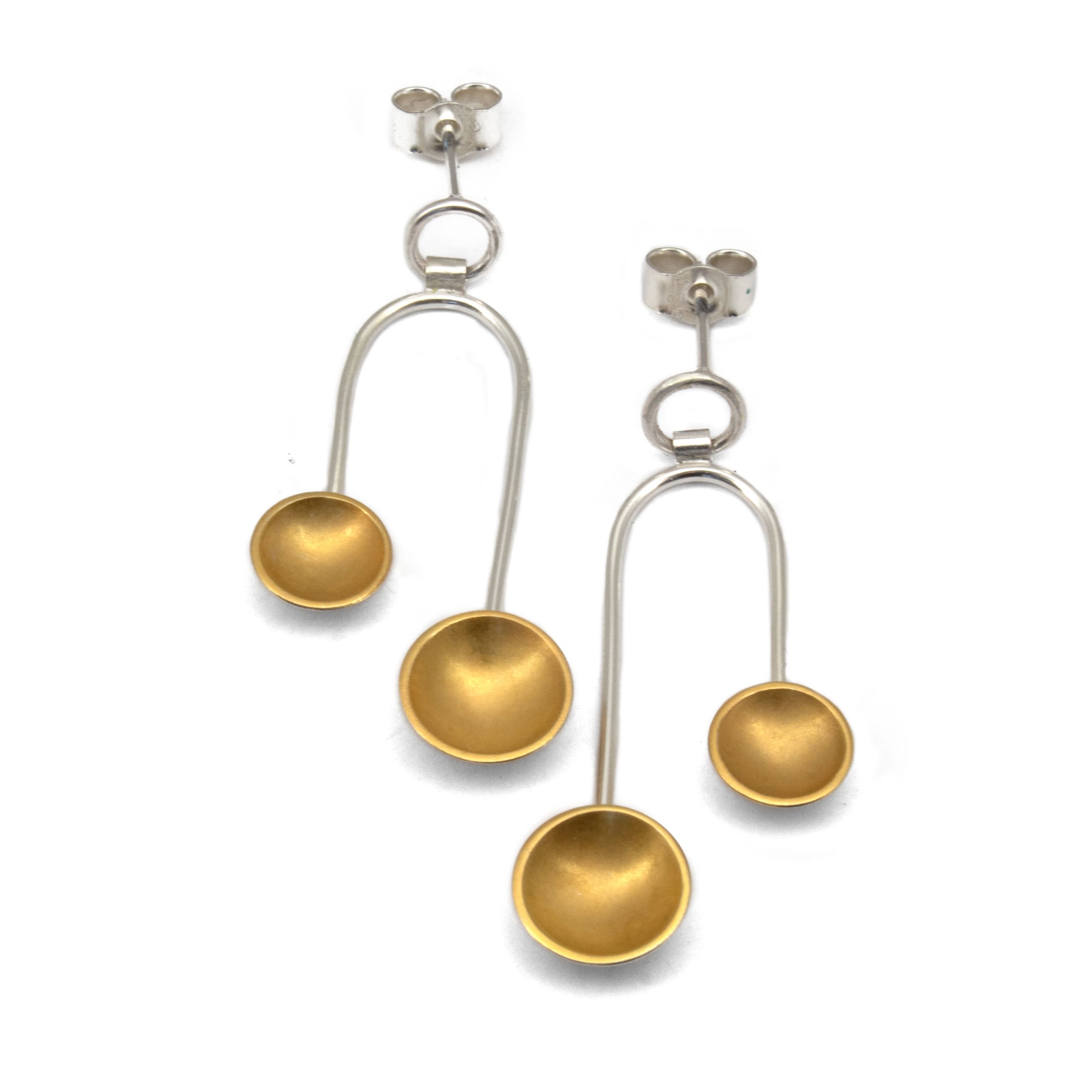 Halo Double Balance Earrings - Silver and Gold-Plating