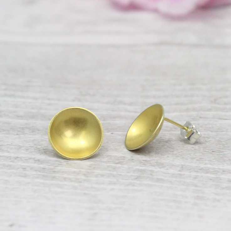 Large Halo Stud Earrings - Gold Plated Silver
