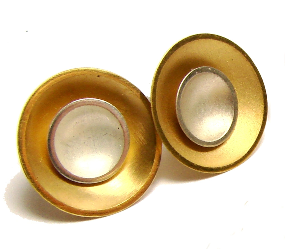 Halo Two-in-One Studs - Large - Silver with Gold-Plating