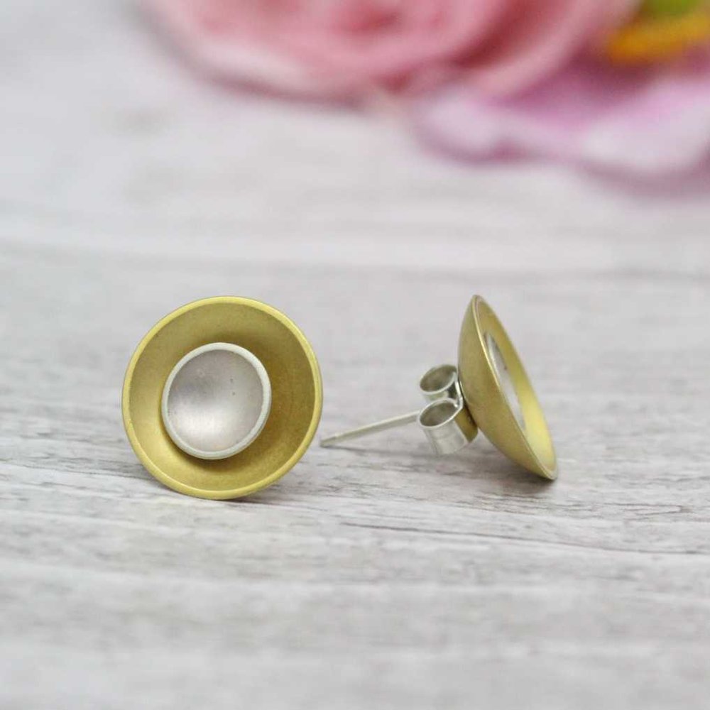Halo Two-in-One Studs - Large - Silver with Gold-Plating