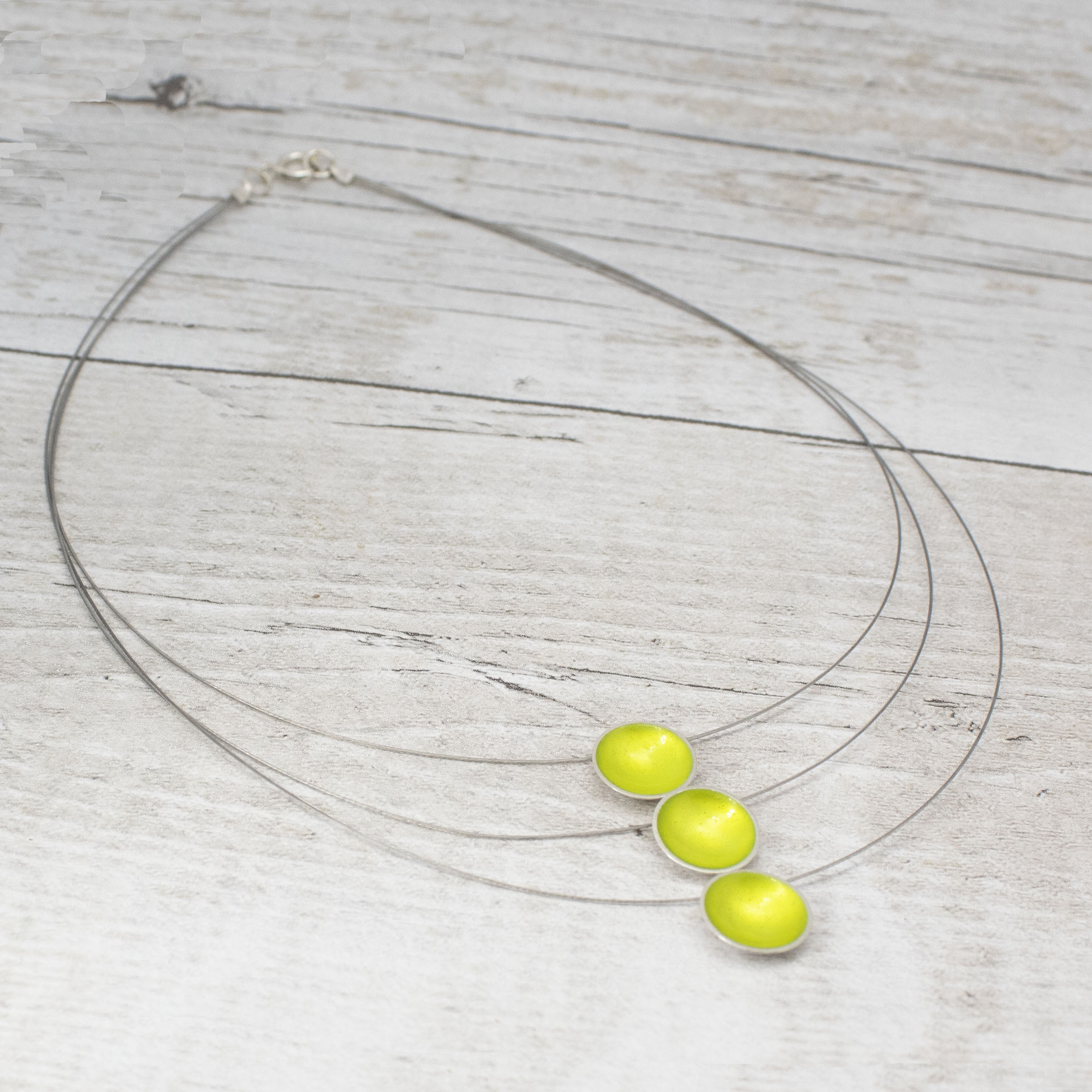 Halo Silver and Enamel Triple Strand Necklace