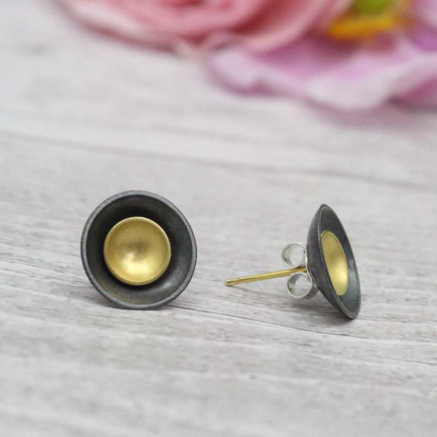 Large Halo Two-in-One Studs - Black and Gold