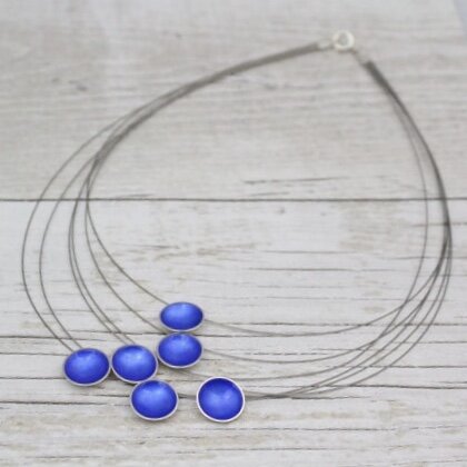 Halo Six Strand Silver and Enamel Necklace