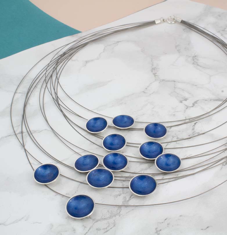 Halo Silver and Enamel Multi Strand Necklace